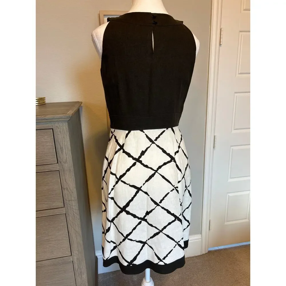 Ann Taylor | Brown Ivory Linen Blend A-Line Dress | 4P - Picture 10 of 14